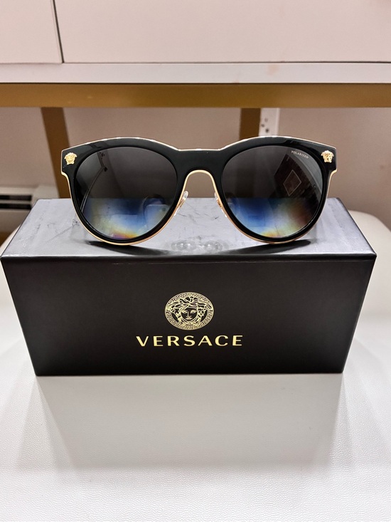 Versace Accessories - Versace Black and Gold Cat-Eye Sunglasses NEW